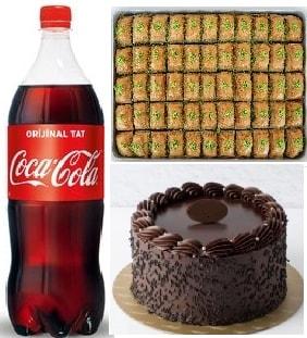 Çay Saati ve Kutlama Paketi Pasta Baklava ve Cola Seti