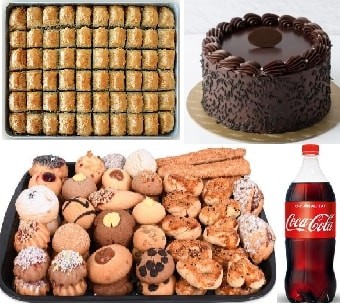Parti ve Kutlama Seti: Yaş Pasta 1 Kg Baklava 1 Kg Kuru Pasta ve Kola